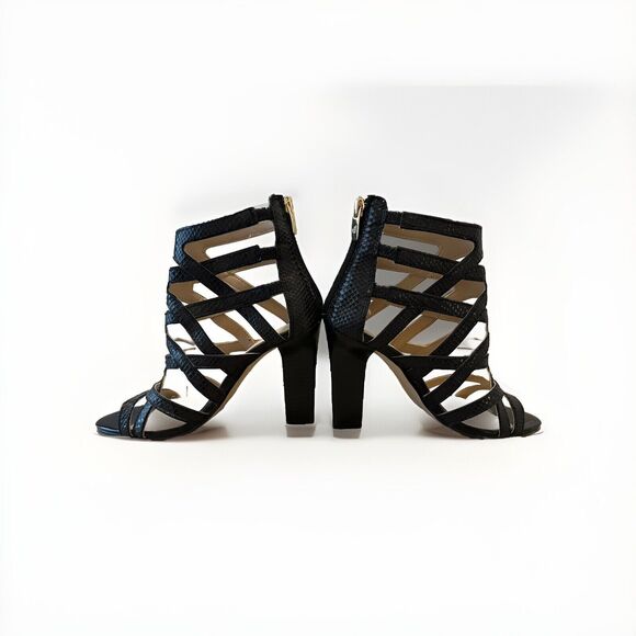 Marc Fisher 8.5 Womens Shoes Black Snakeskin Heel New Without Box - Picture 1 of 8